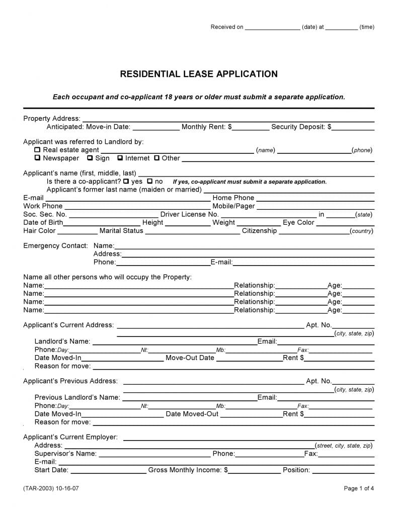 Free Alabama Rental Application Form Pdf Docx Template 7016