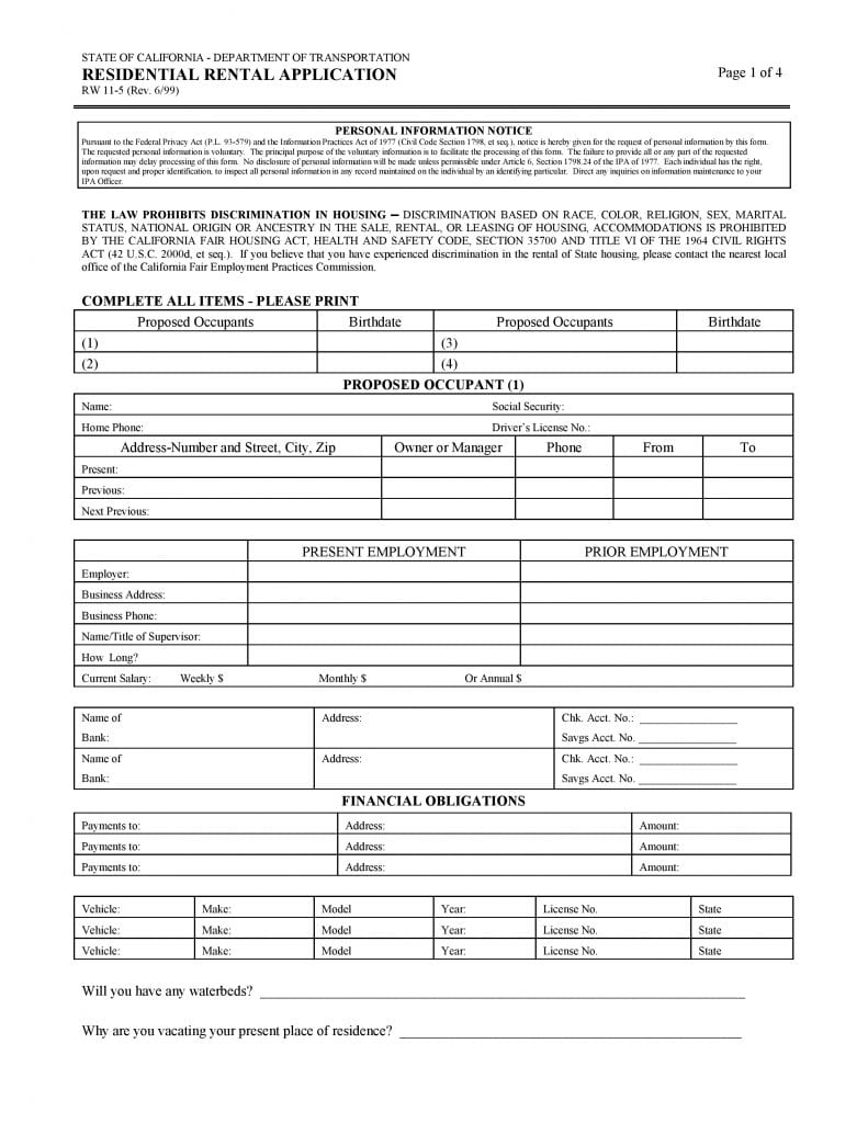 Free New York Rental Application Form Pdf Docx Template 7831
